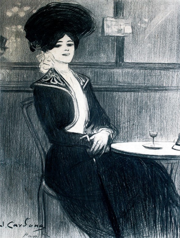 La temática de bellas mujeres retratadas en cafés de París o en ambientes de ocio se inició en el año 1898 tras el viaje de Cardona a la capital francesa. Esas imágenes fueron recurrentes en su producción a partir de ese momento.